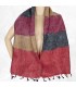 Écharpe laine yak gris bordeaux 140×30 cm artisanat népalais