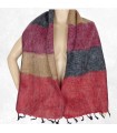 Écharpe laine yak gris bordeaux 140×30 cm artisanat népalais