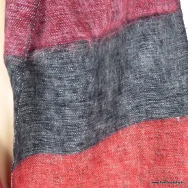 Echarpe en laine chaude gris bordeau à rayures - Echarpes Laine Homme Femme