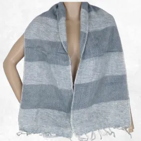 Echarpe pour homme rayures gris bleuté - Echarpes Laine Homme Femme