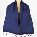 Echarpe laine de yack bleu nuit faite au Népal - Echarpes Laine Homme Femme