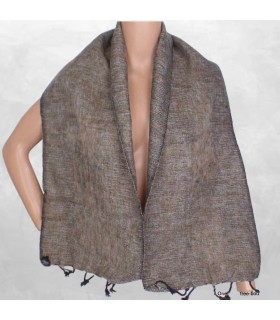 Echarpe marron chine yak wool 140 x 30 cm, made in Nepal