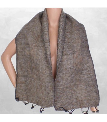 Echarpe marron chine yak wool 140 x 30 cm, made in Nepal