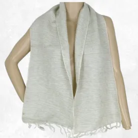 Echarpe en laine de yack écru nuances vertes - Echarpes Laine Homme Femme