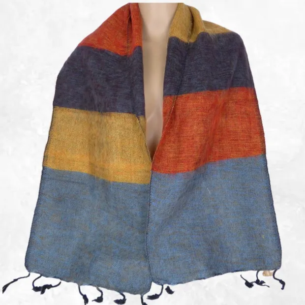 Echarpe en laine de yack multicolore 140 x 30 cm - Echarpes Laine Homme Femme