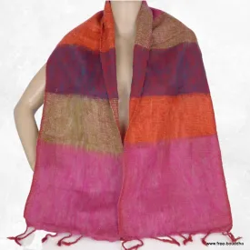 Echarpe orange fuschia yak wool 140 x 30 cm - Echarpes Laine Homme Femme
