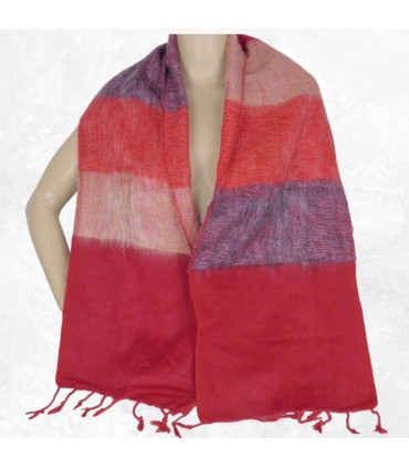 Écharpe bordeaux prune en laine de yack 140×30 cm Népal