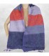 Écharpe laine lilas mauve orange en laine de yack rayures 140×30 cm