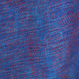 Echarpe laine de yak bleue bordure rouge, Népal - Echarpes Laine Homme Femme