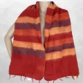 Echarpe multicolore rouge orange faite au Népal - Echarpes Laine Homme Femme