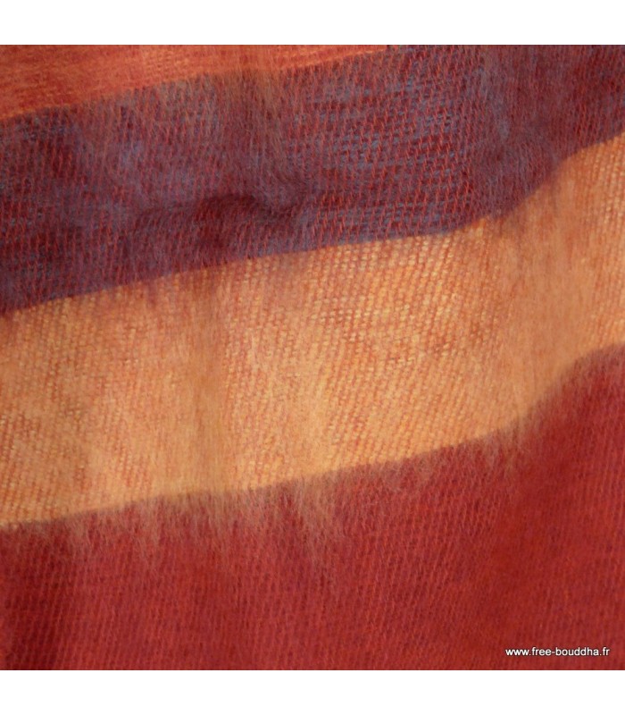 Écharpe rouge orange en laine de yack 140×30 cm Népal