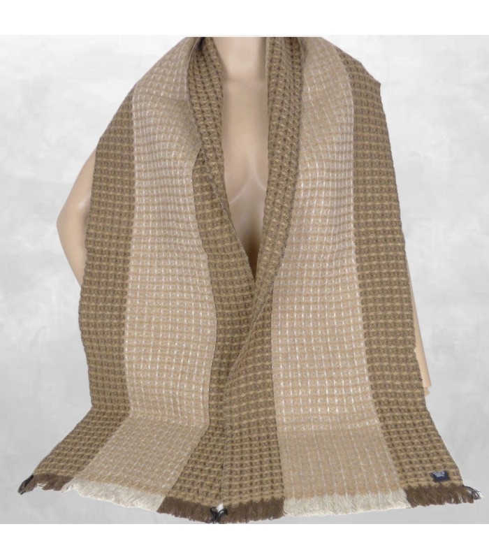 Écharpe homme couleur café en pure laine vierge – Fabriquée au Népal