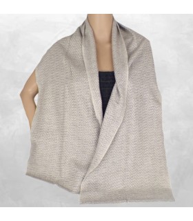 Écharpe homme fines rayures écru gris en laine et cachemire – Népal