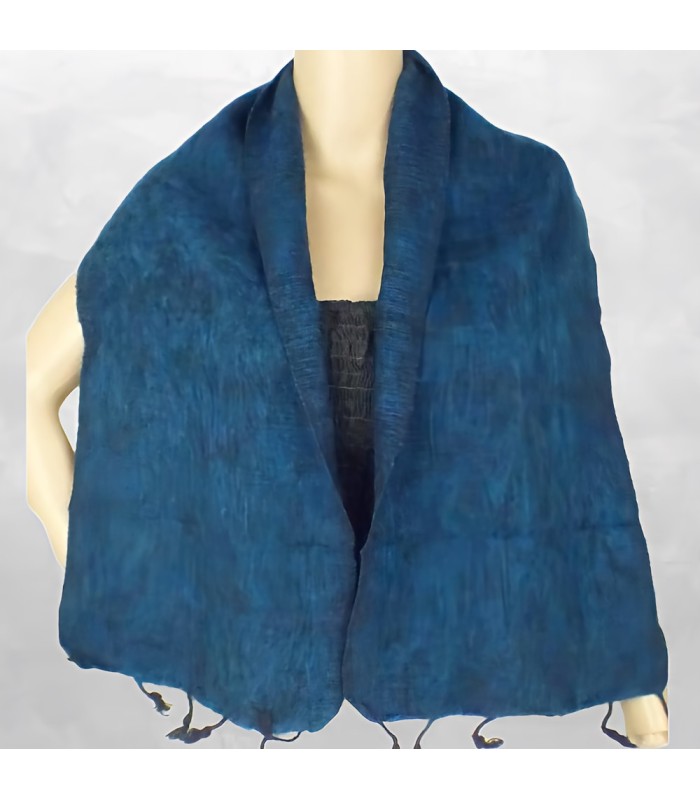 Écharpe chaude en laine de yack bleu canard – Népal artisanal