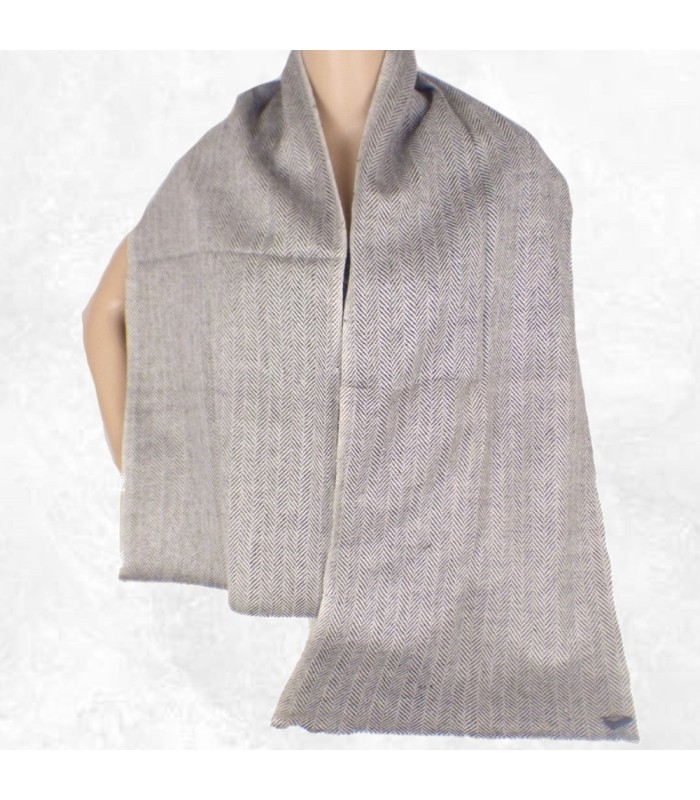 Écharpe homme en laine et cachemire, motif zigzag, fabriquée au Népal.