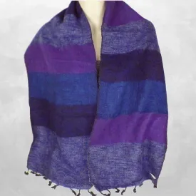 Echarpe Laine à rayures bleu violet - Echarpes Laine Homme Femme