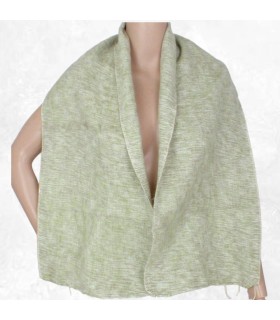 Écharpe en laine de yak, vert d'eau, artisanale du Népal.