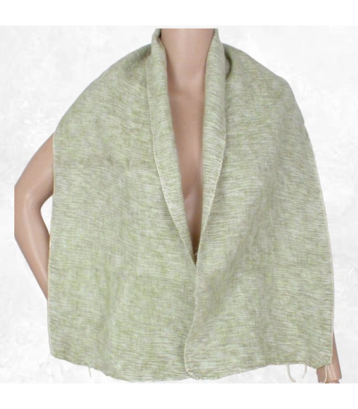 Écharpe en laine de yak, vert d'eau, artisanale du Népal.