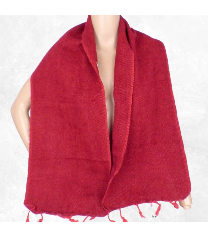 Écharpe artisanale en laine de yack bordeaux – Mixte