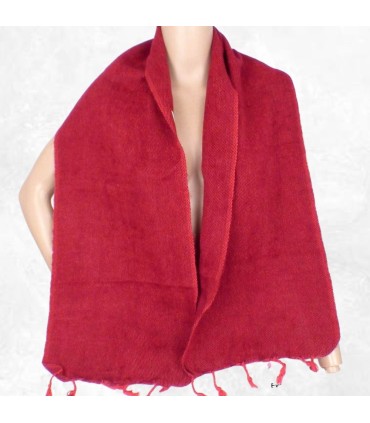 Écharpe artisanale en laine de yack bordeaux – Mixte