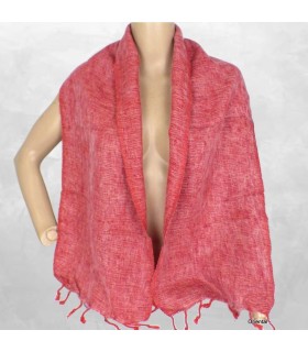 Écharpe népalaise rouge blanc en laine – Artisanat du Népal