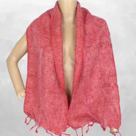 Echarpe népalaise rouge blanc yack wool - Echarpes Laine Homme Femme