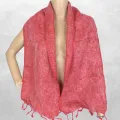 Echarpe népalaise rouge blanc yack wool - Echarpes Laine Homme Femme