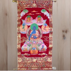 Petite tenture Bouddha de Médecine sur velours – Décoration spirituelle