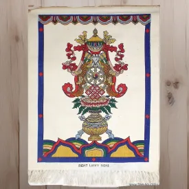 Tenture bouddhiste écru Signes Auspicieux 52 x 82 cm - Tentures bouddhistes