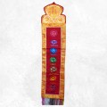 Tenture tibétaine 7 chakras safran rouge – Artisanat du Népal