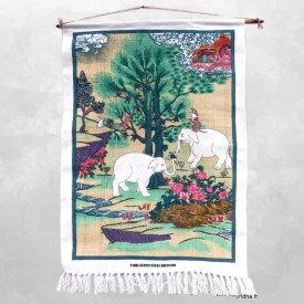 Tenture tibétaine 4 Amis colorée en coton épais – Népal