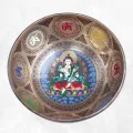 Bol tibétain peint à la main Tara Verte, 20 cm, Népal - Bols tibétains 7 métaux