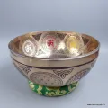 Bol tibétain peint à la main Tara Verte, 20 cm, Népal - Bols tibétains 7 métaux