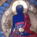 Bol tibétain peint à la main Bouddha de Médecine, 20 cm - Bols tibétains 7 métaux