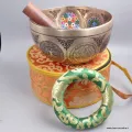 Bol tibétain peint à la main Bouddha de Médecine, 20 cm - Bols tibétains 7 métaux