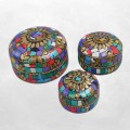 Boîte à bijoux artisanale du Népal – Métal et pierres multicolores