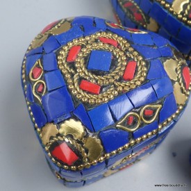 Boîtes à bijoux cœur en pierres bleues – Artisanat du Népal
