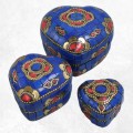 Boîtes à bijoux cœur en pierres bleues – Artisanat du Népal