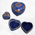 Boîtes à bijoux cœur en pierres bleues – Artisanat du Népal