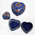 Boîte à bijoux forme coeur, pierres bleues, Népal - Boîte à Bijoux tibétaine