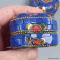 Boîte à bijoux forme coeur, pierres bleues, Népal - Boîte à Bijoux tibétaine