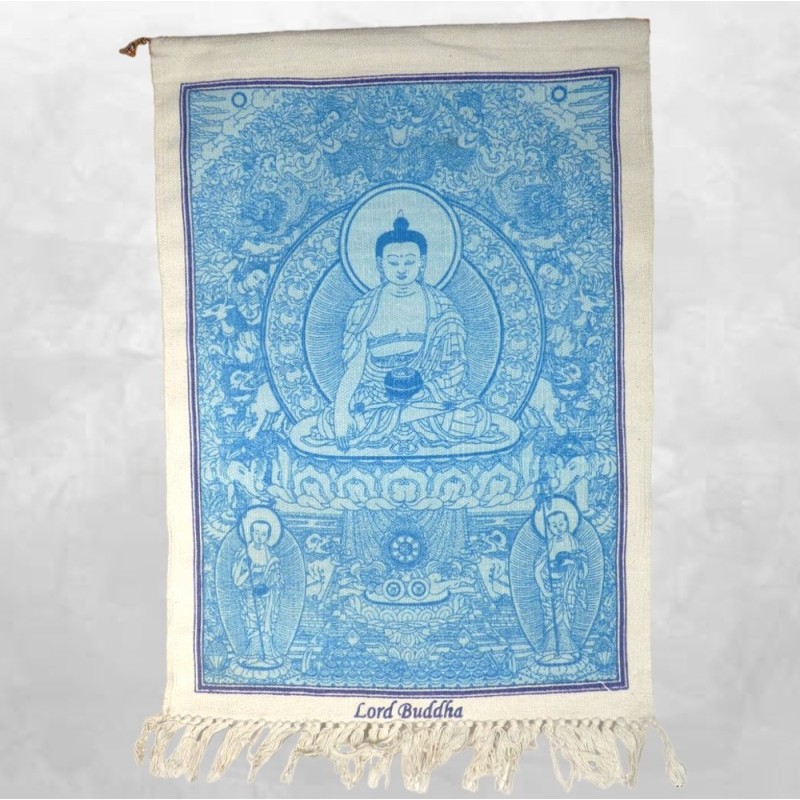 Tenture Bouddha de Médecine en coton épais – Décoration spirituelle