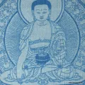 Tenture bouddhiste coton épais Bouddha de Médecine 82 x 52 cm - Tentures bouddhistes