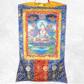 Thangka bouddhiste Tara Blanche 105 cm – Artisanat Népal