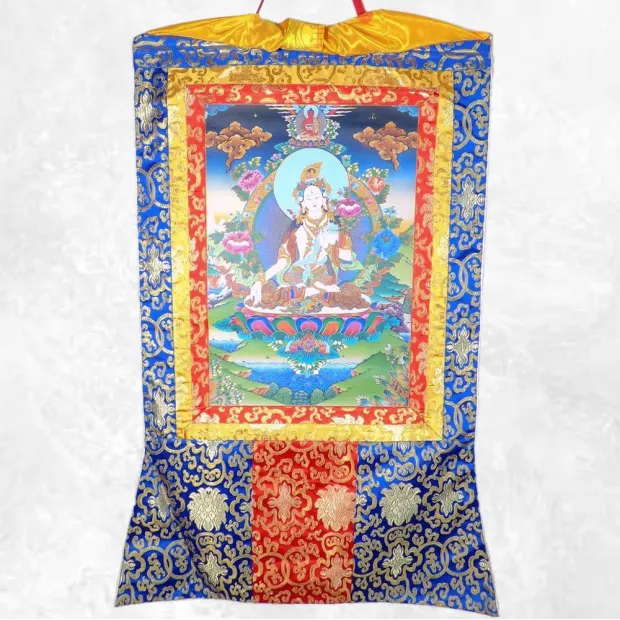 Thangka bouddhiste Tara Blanche 105 cm - Népal - Thangkas tibétains