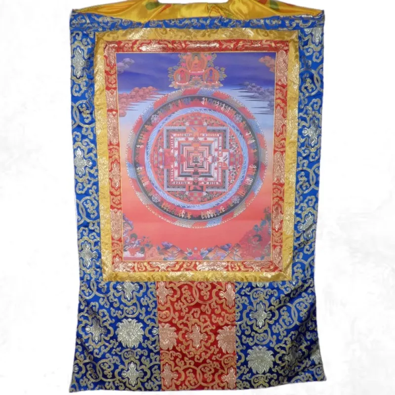 Thangka bouddhiste Mandala de Kalachakra 3 Bouddhas 105 cm - Thangkas tibétains