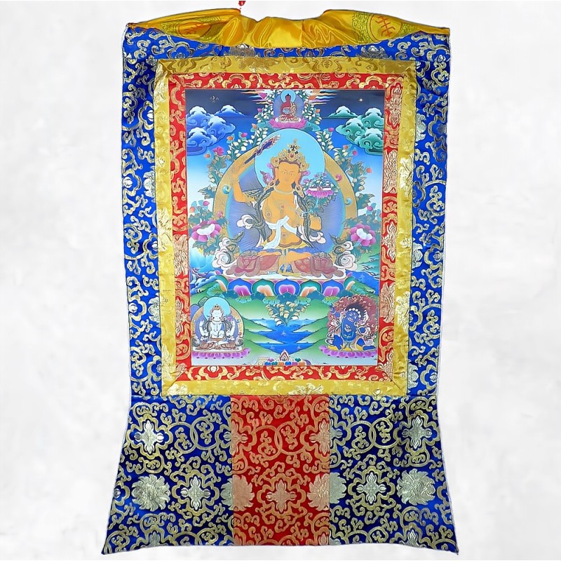 Grand Thangka Manjushri 105 cm – Reproduction Népal
