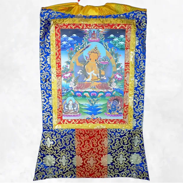 Grand Thangka Manjushri 105 cm - Reproduction Népal - Thangkas tibétains