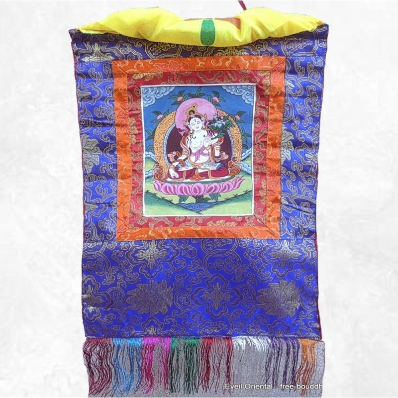 Thangka tibétain Tara Blanche – Peinture artisanale Népal