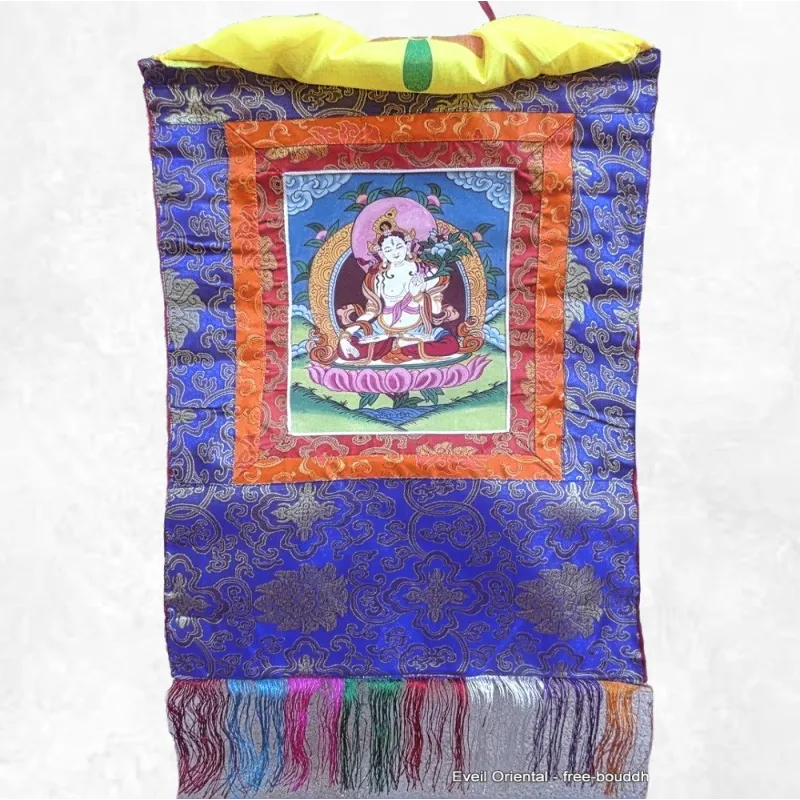 Thangka tibétain Tara blanche – peinture sacrée sur toile - Thangkas tibétains